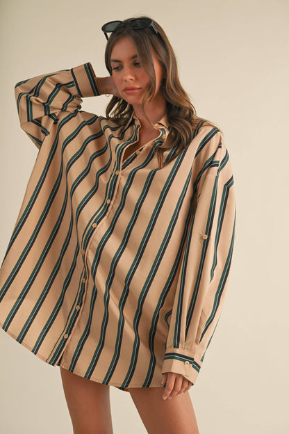 Carriage Stripe Shirt Dress