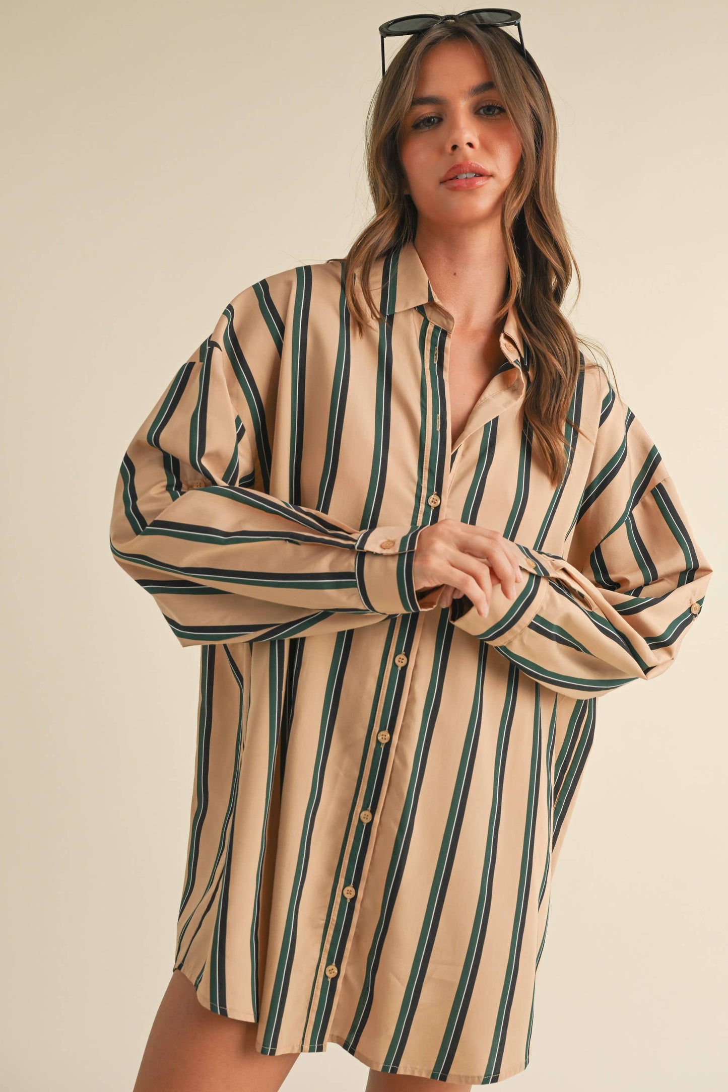 Carriage Stripe Shirt Dress