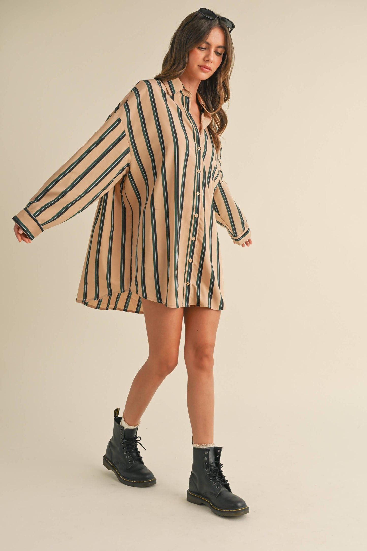 Carriage Stripe Shirt Dress