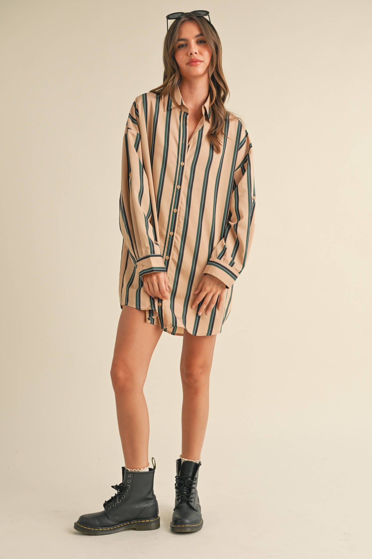 Carriage Stripe Shirt Dress