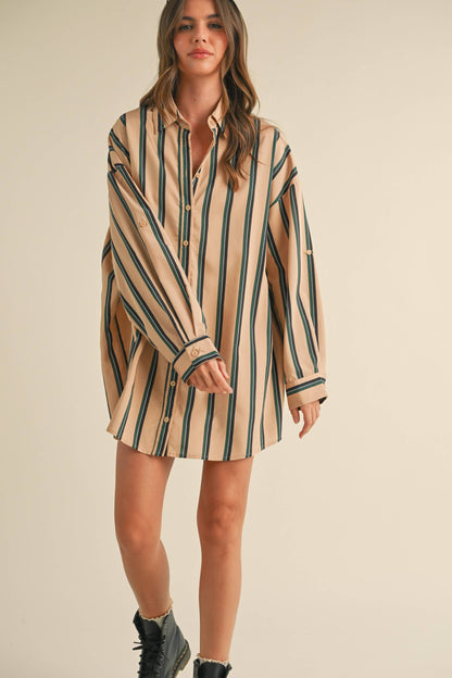 Carriage Stripe Shirt Dress