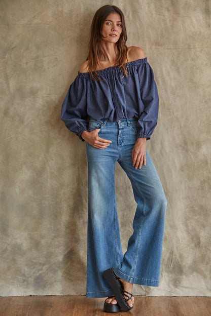 Iman's Navy Woven Blouse