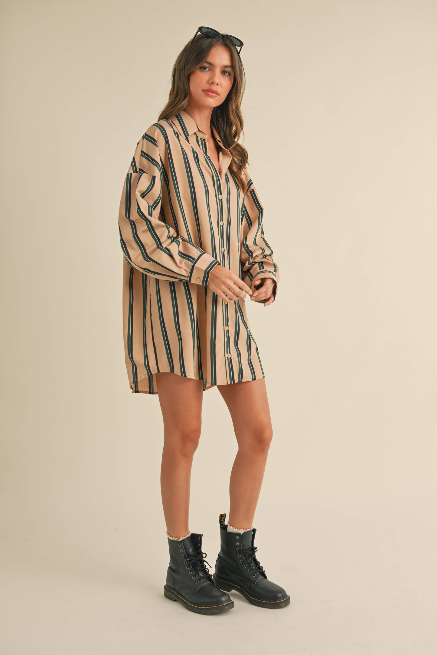 Carriage Stripe Shirt Dress