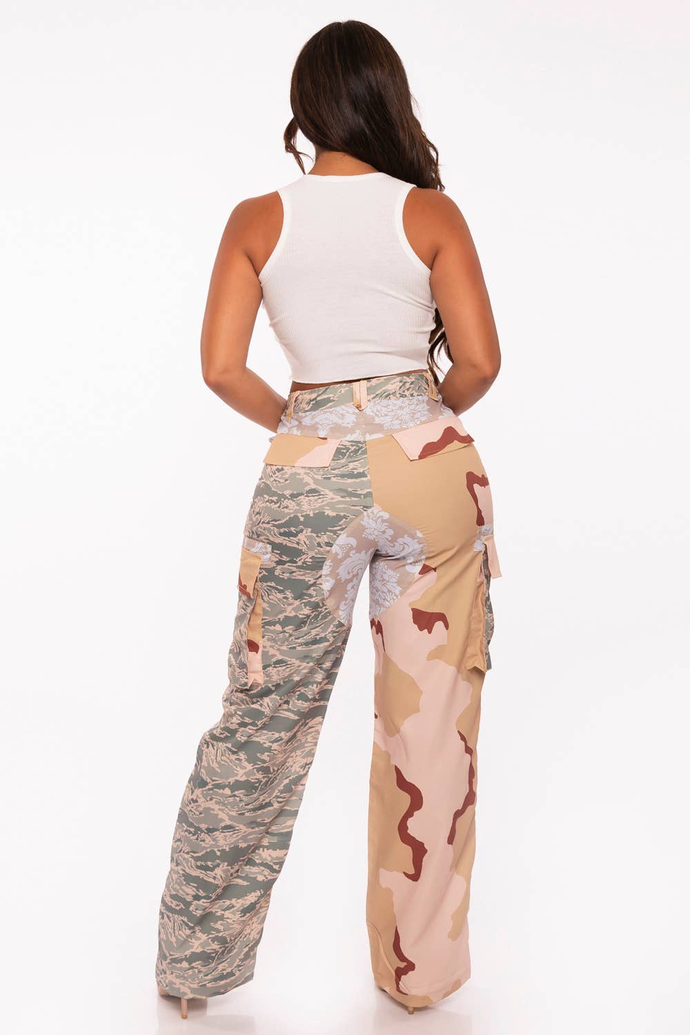 Barlow Khaki Camo Print Cargo Pants