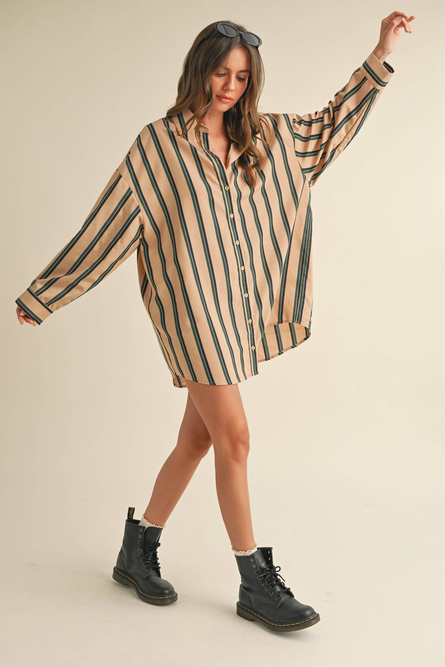 Carriage Stripe Shirt Dress