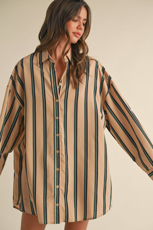 Carriage Stripe Shirt Dress