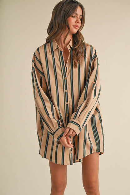 Carriage Stripe Shirt Dress