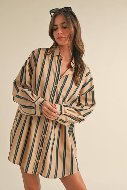 Carriage Stripe Shirt Dress