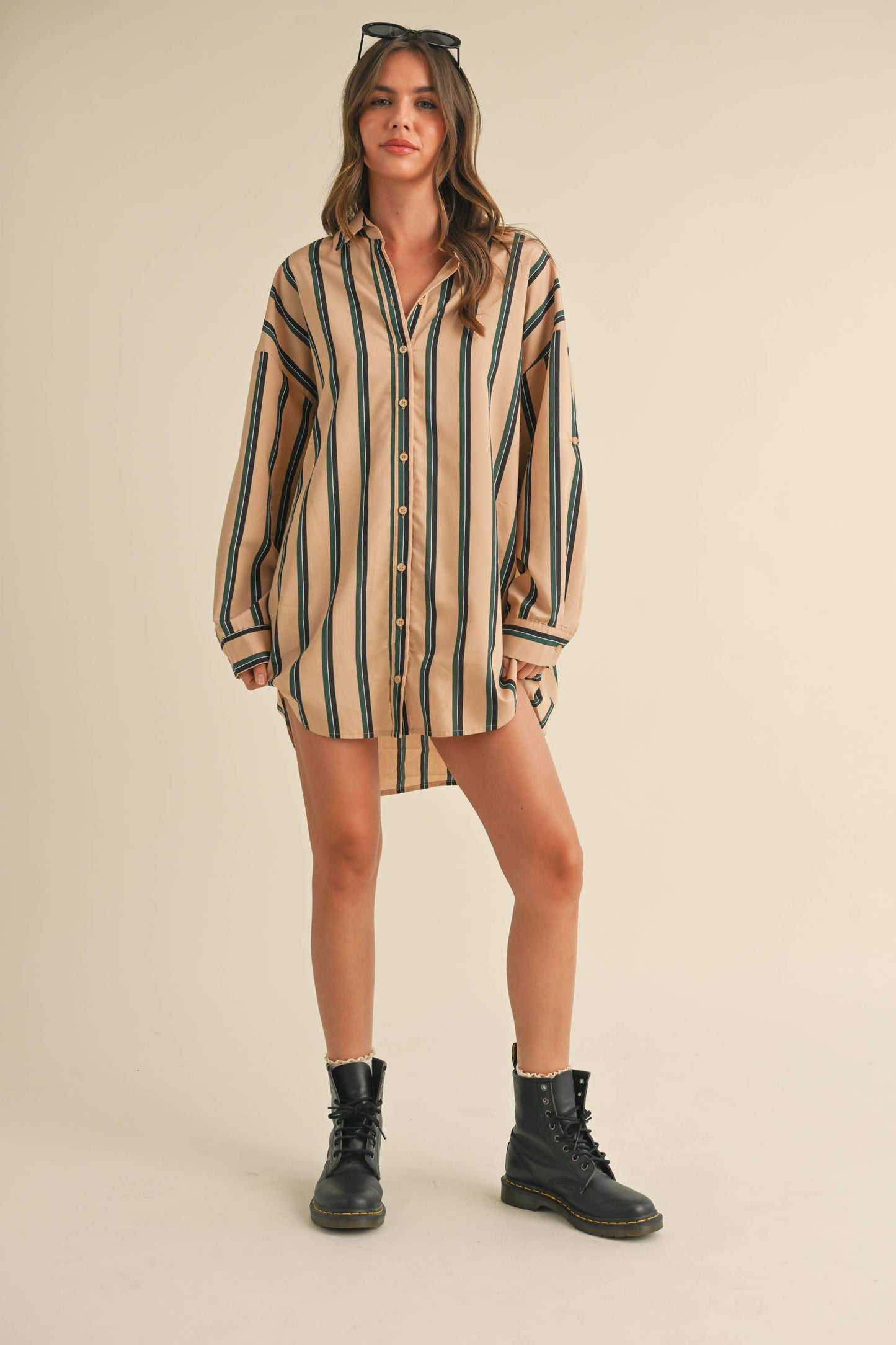 Carriage Stripe Shirt Dress