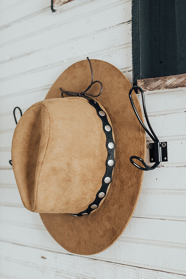 Suede Rancher Hat with Leather Tie Strap