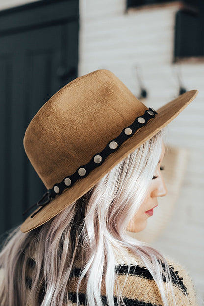 Suede Rancher Hat with Leather Tie Strap