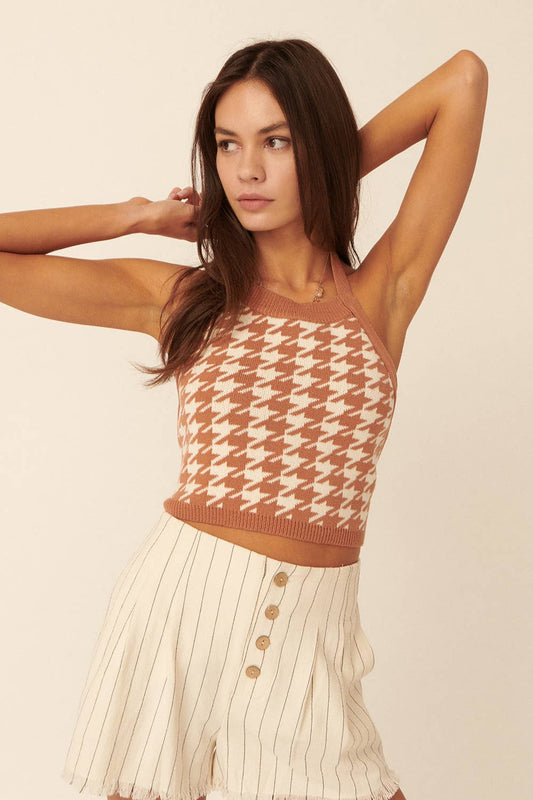 Desert Gold Cropped Halter Sweater Top - CACTI & CAMO