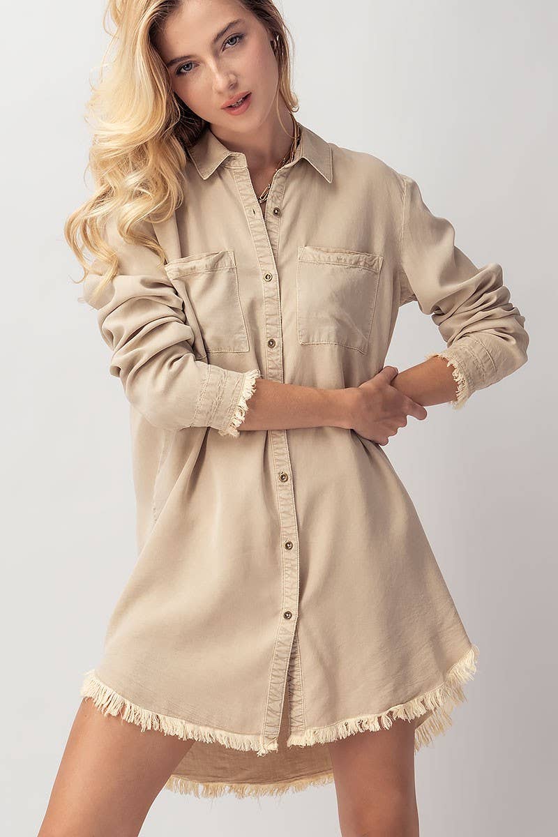 Mason Button Down Shirt Dress - CACTI & CAMO