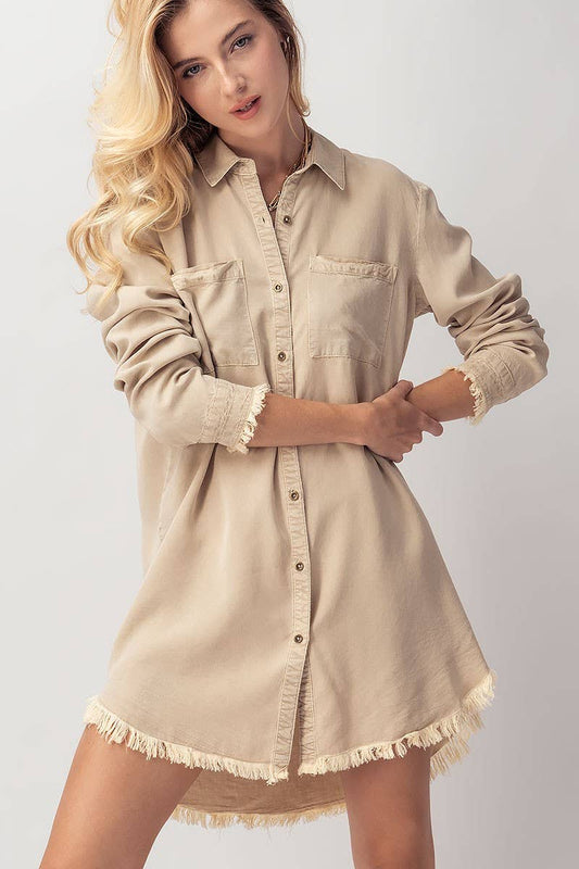 Mason Button Down Shirt Dress - CACTI & CAMO