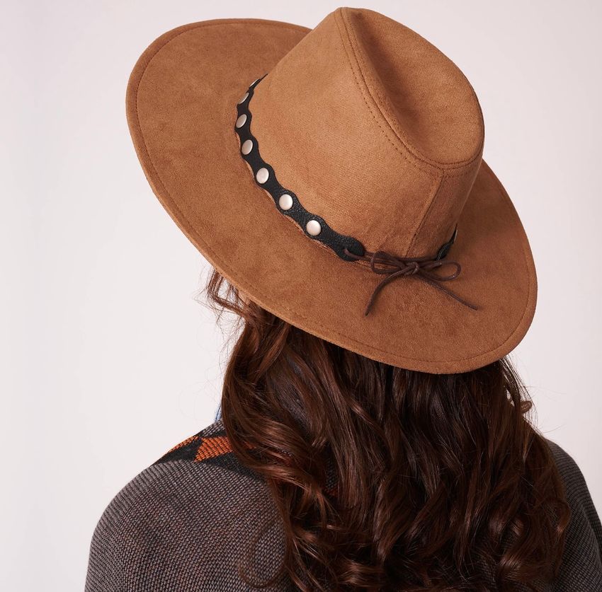 Suede Rancher Hat with Leather Tie Strap - CACTI & CAMO