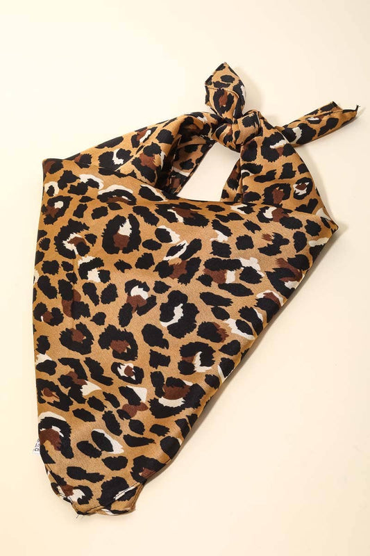 Leopard Print Satin Scarf - CACTI & CAMO