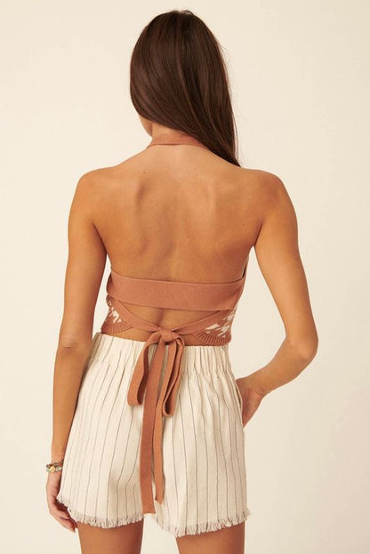 Desert Gold Cropped Halter Sweater Top - CACTI & CAMO